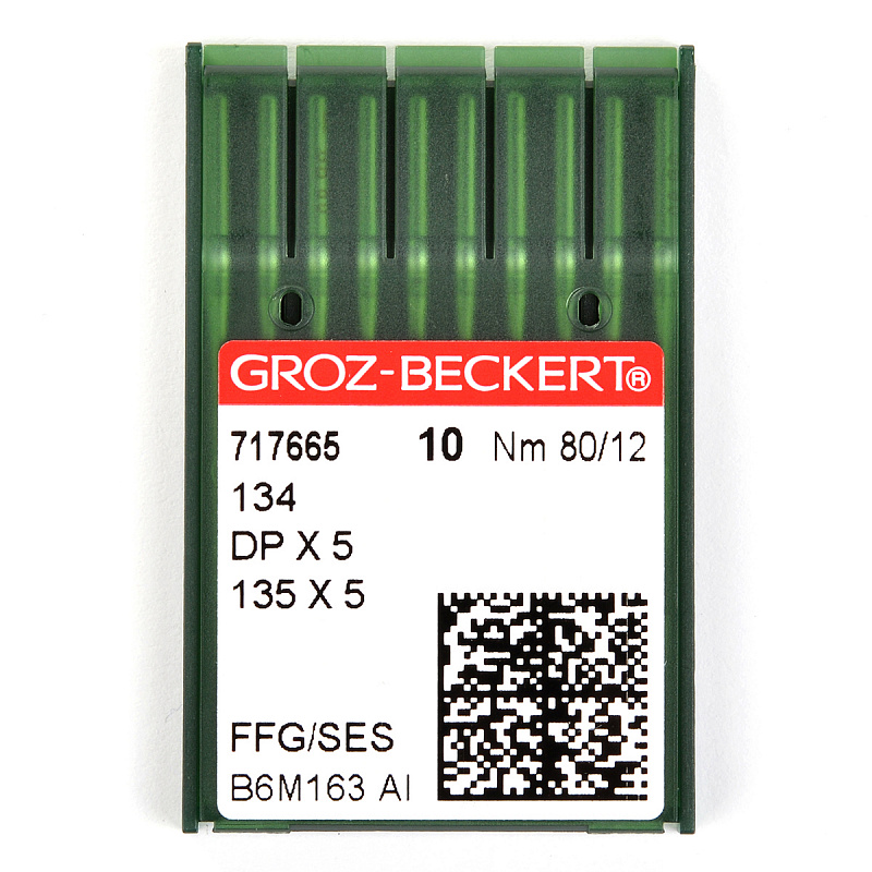 Иглы Groz-beckert DPх5  (134)  № 80/12, прямострочка (толстая колба), универсальные