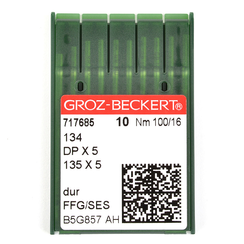 Иглы Groz-beckert DPх5  (134)  № 100/16, прямострочка (толстая колба), универсальные