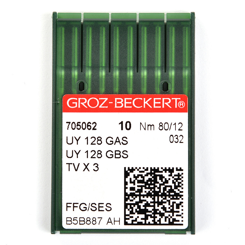Иглы Groz-beckert UYх128  GAS  FFG/SES № 80/12, плоскошовная