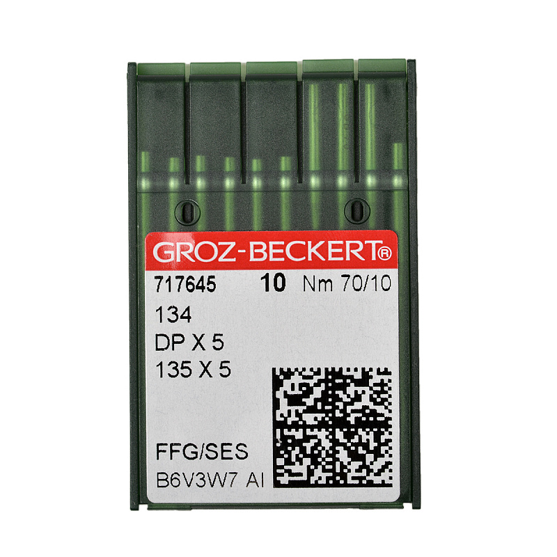 Иглы Groz-beckert DPх5  (134)  № 70/10, прямострочка (толстая колба), универсальные