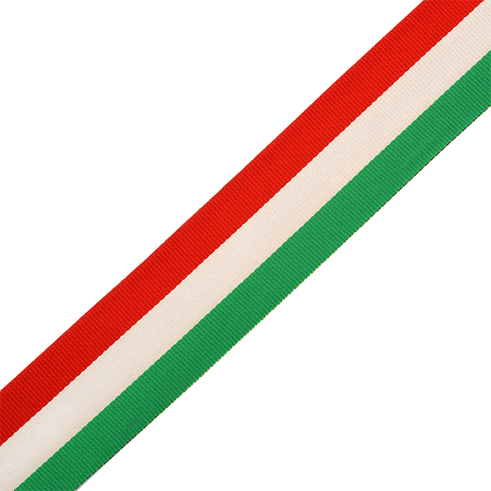 Тесьма тканая Лампас 38мм цв красн/бел/зел  (50м)