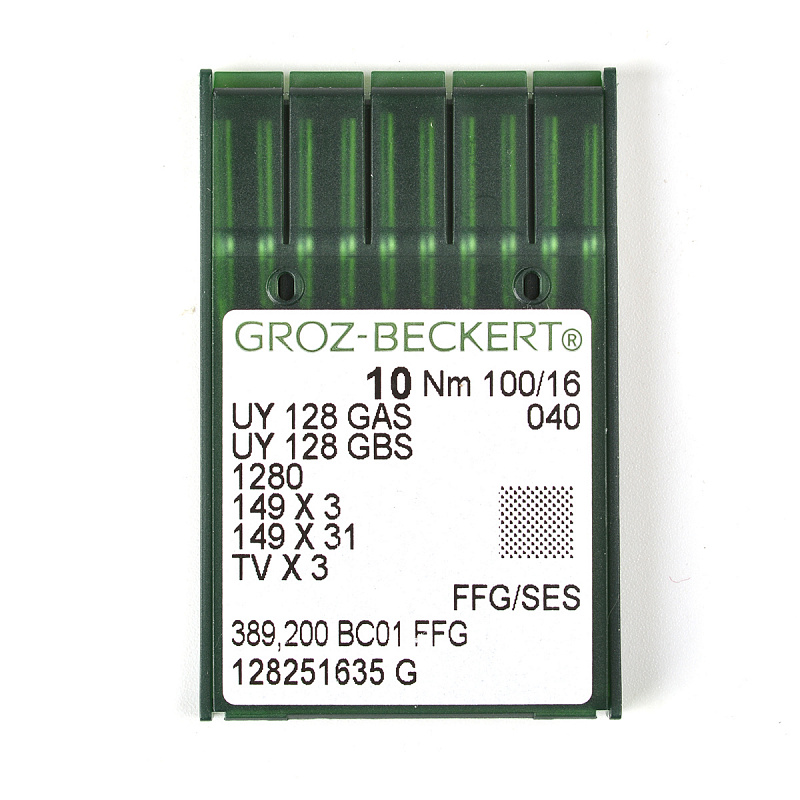 Иглы Groz-beckert UYх128  GAS  FFG/SES № 100/16, плоскошовная